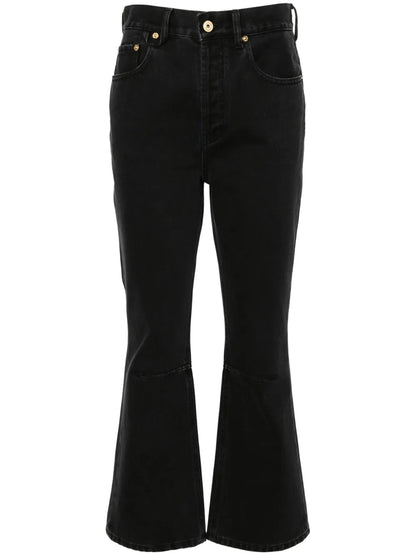 Le De-Nîmes Court High-Rise Flared Jeans