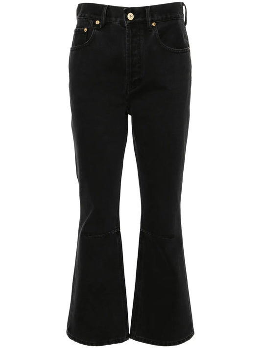 Le De-Nîmes Court High-Rise Flared Jeans