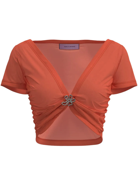 Angela Gathered-Detail Cropped Top