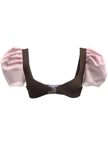 Britney Puff-Sleeve Bra Top