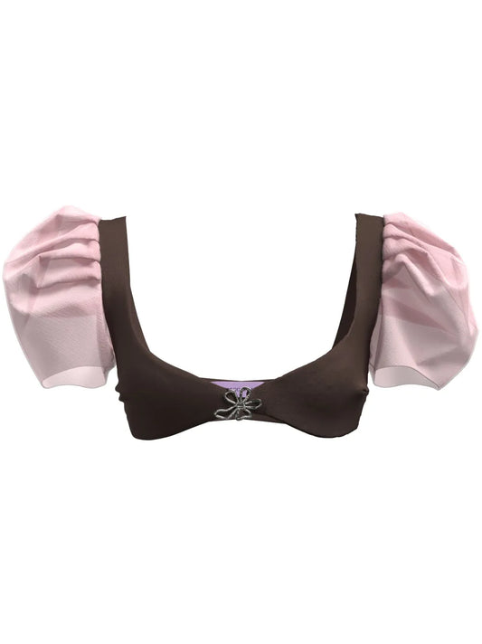 Britney Puff-Sleeve Bra Top