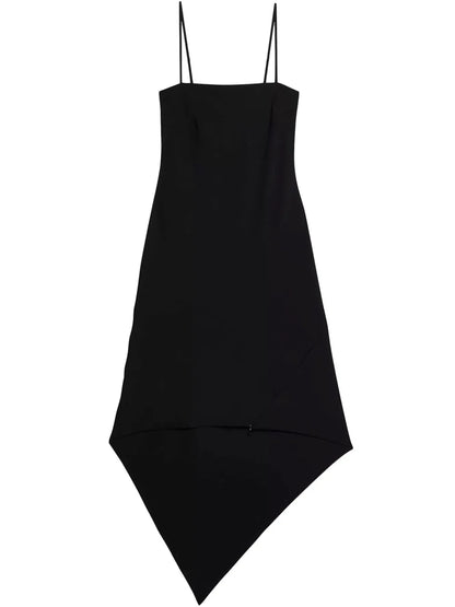 Asymmetric Virgin Wool Midi Dress