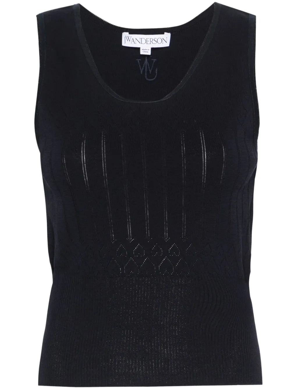 Sleeveless Pointelle-Knit Top