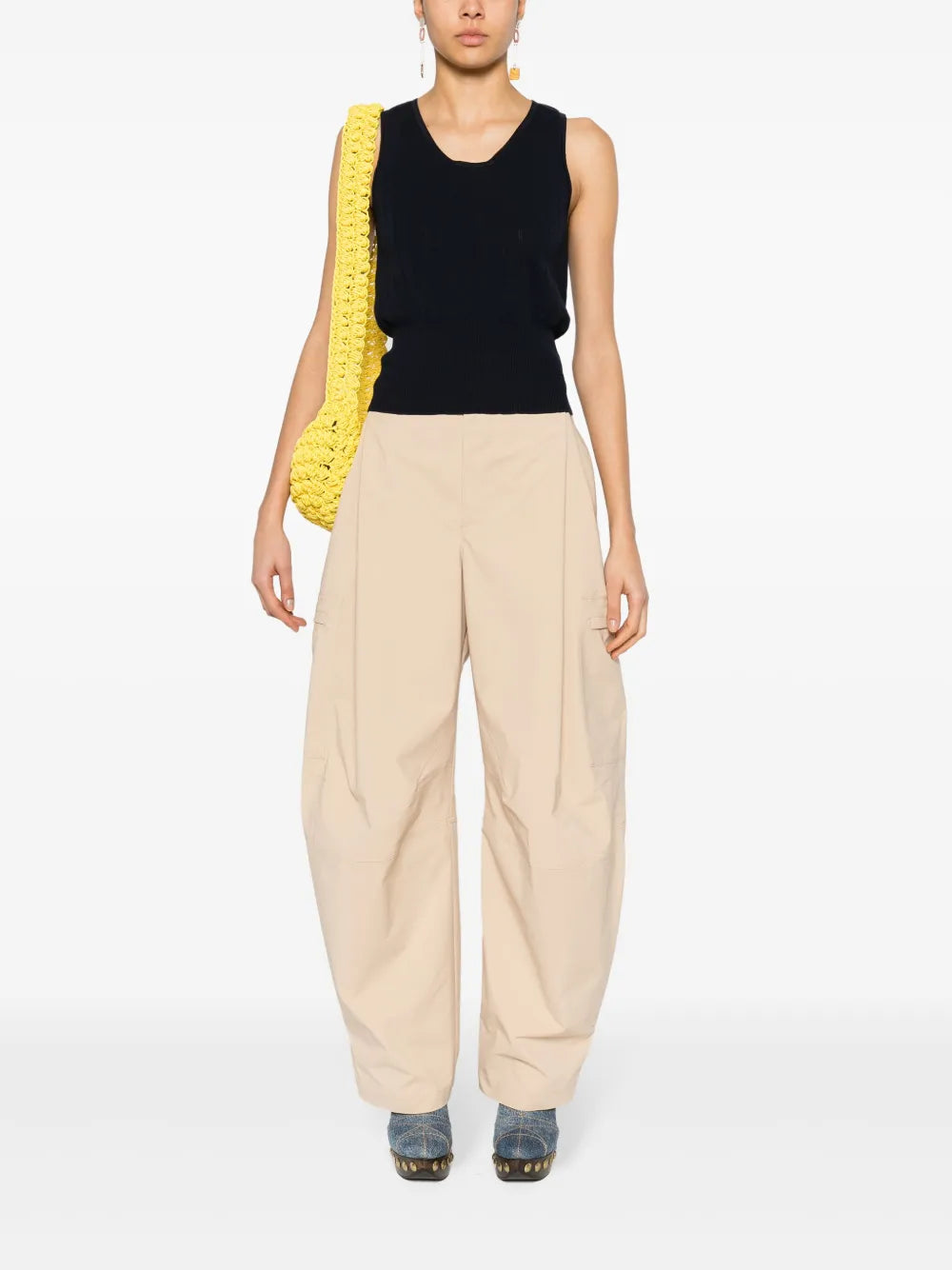 Sleeveless Pointelle-Knit Top