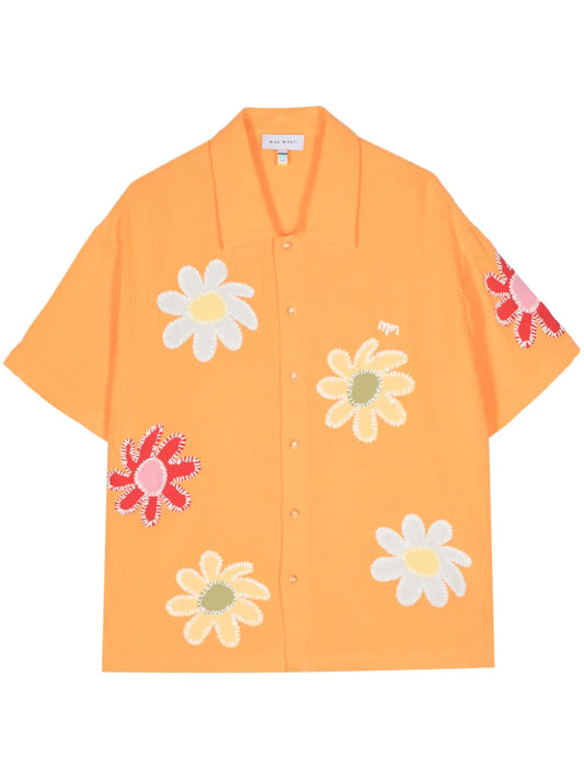 Floral-Embroidered Cotton Shirt