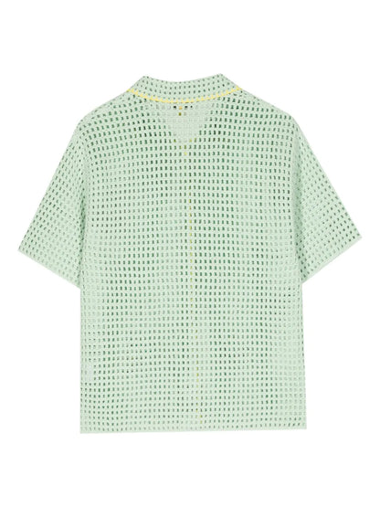 Palm Tree-Appliqué Pointelle-Knit Top