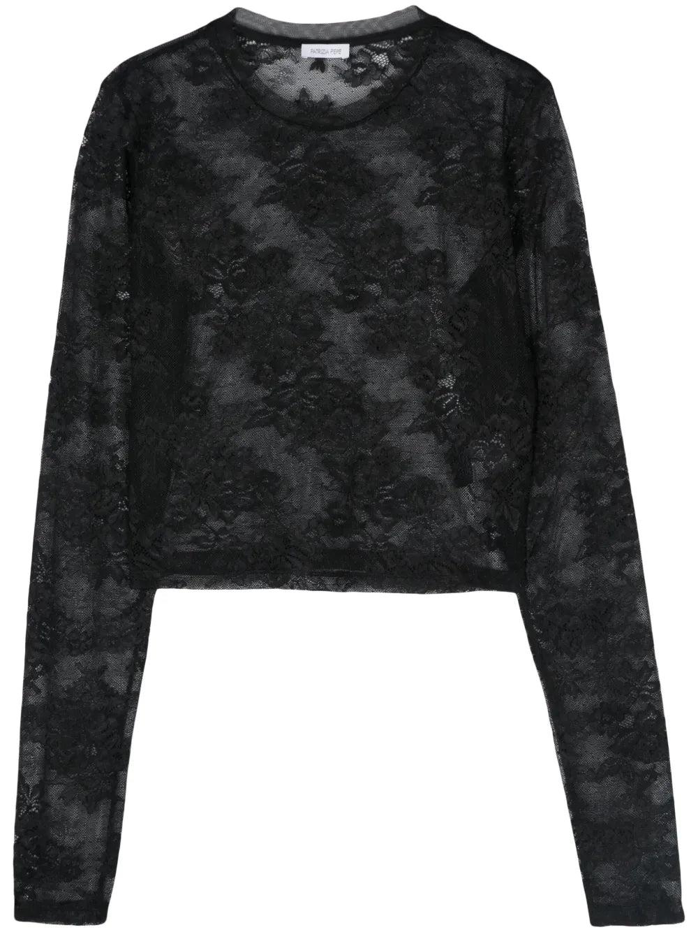 Floral-Lace Sheer Crop Top