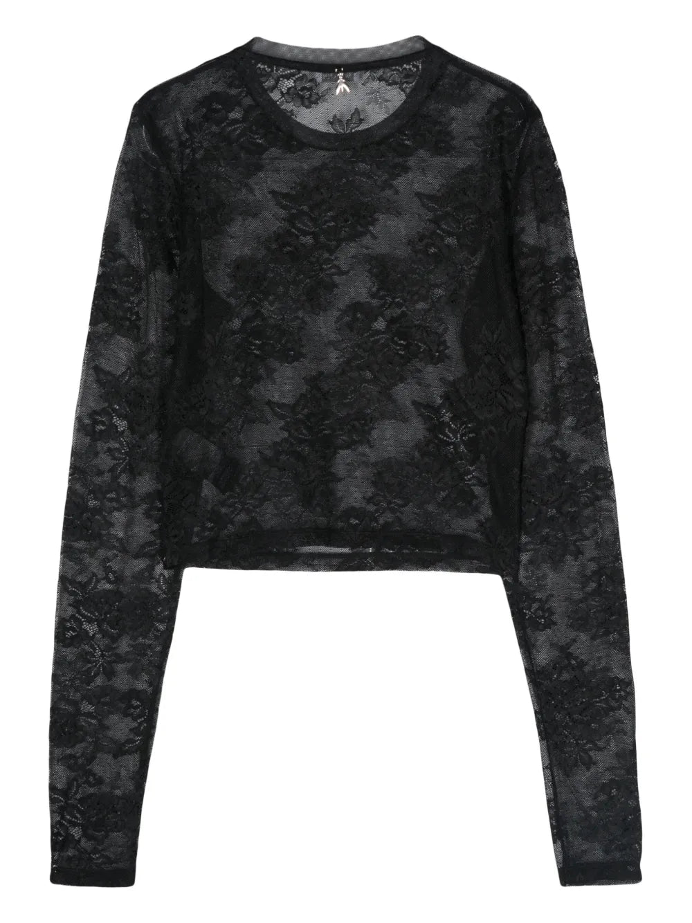 Floral-Lace Sheer Crop Top
