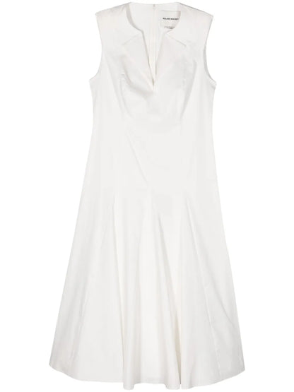 V-Neck Cotton Midi Dress