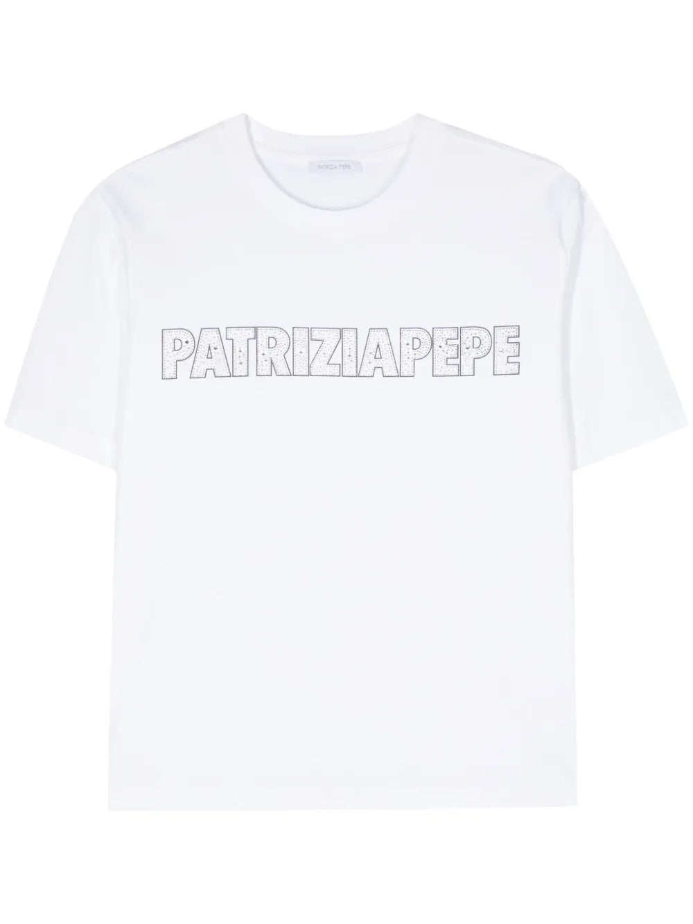 Rhinestone-Logo Cotton T-Shirt