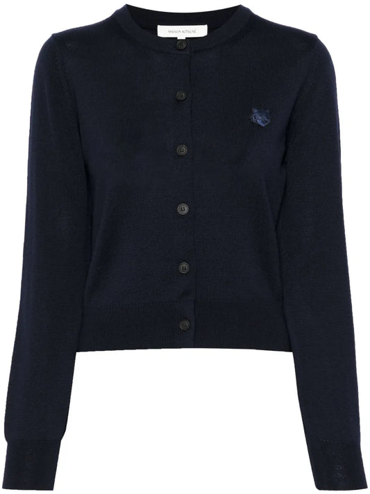Logo-Appliqué Wool Cardigan