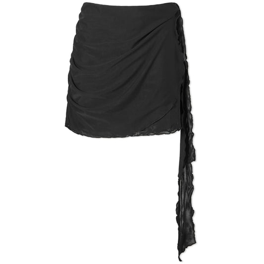 Mesh Side Tie Mini Skirt