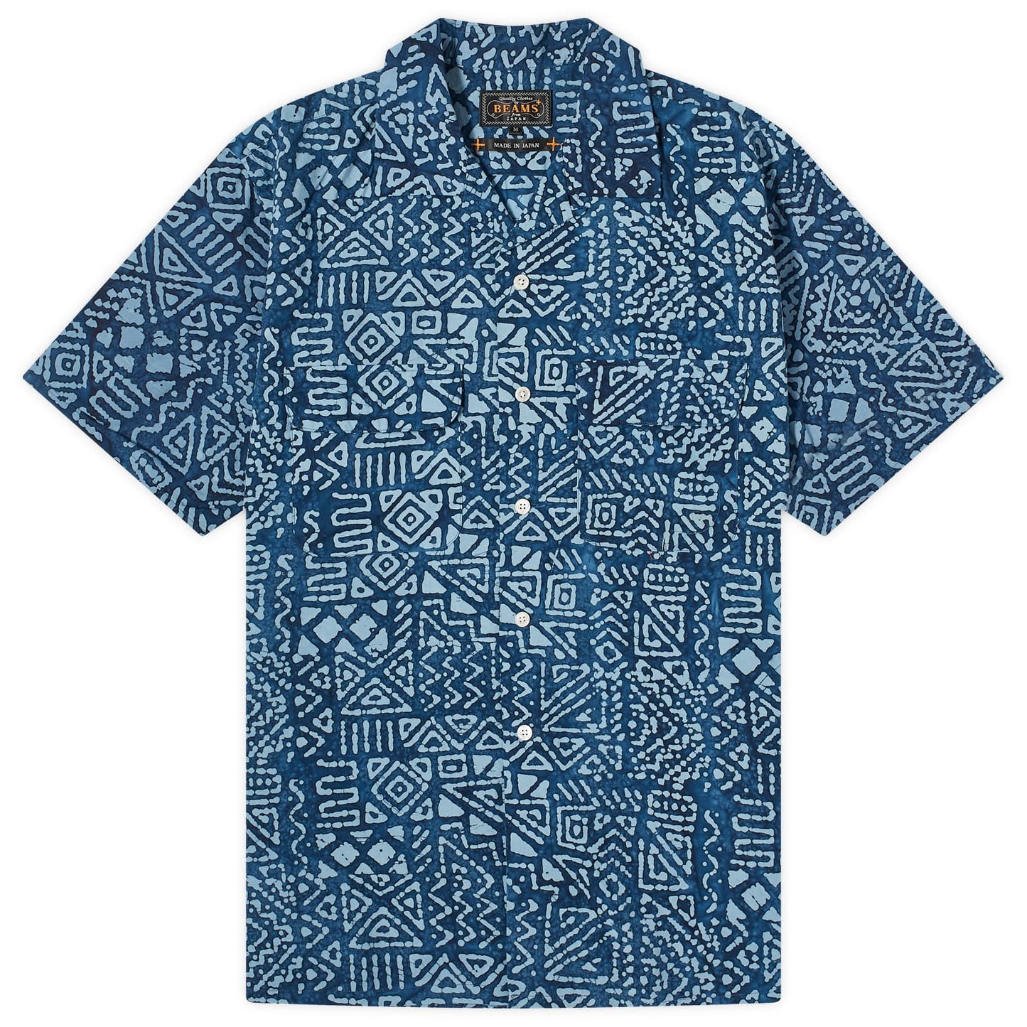 Open Collar Batik Print Shirt