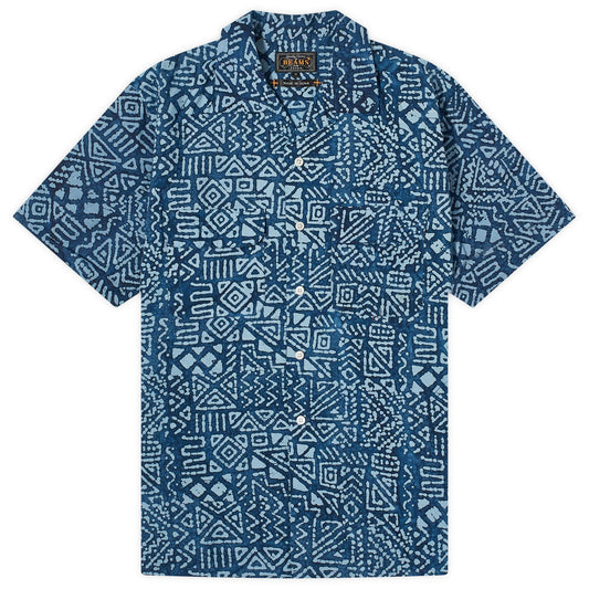 Open Collar Batik Print Shirt