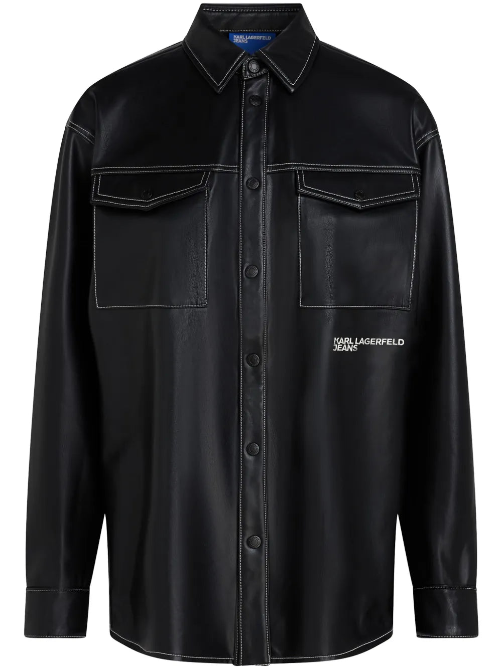 Logo-Embroidered Faux-Leather Shirt