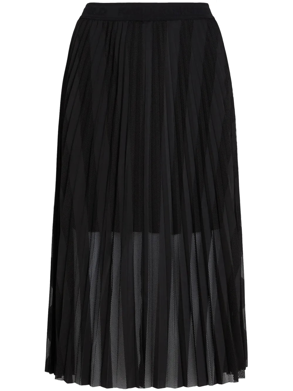 Pleated Mesh Midi Skirt
