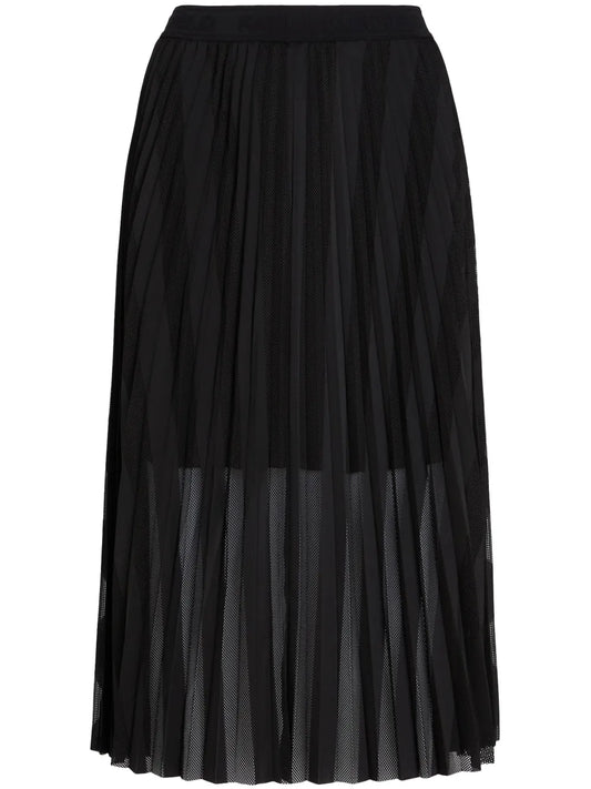 Pleated Mesh Midi Skirt