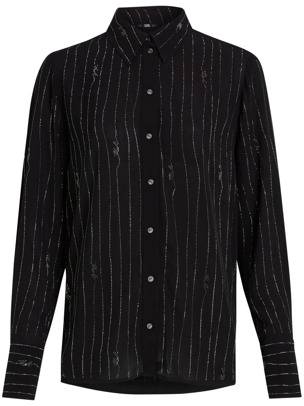 Pinstriped Rhinestone-Embellished Shirt