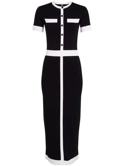 Short-Sleeve Knitted Midi Dress
