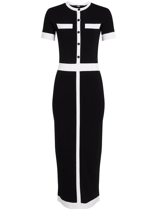 Short-Sleeve Knitted Midi Dress