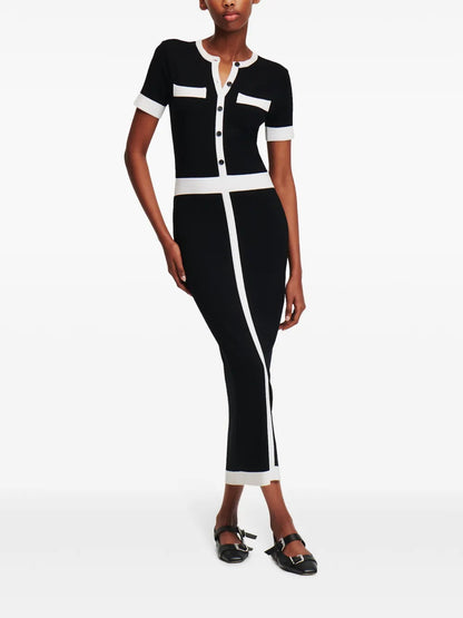 Short-Sleeve Knitted Midi Dress