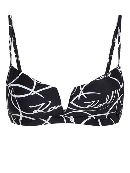 Circle-Print V-Wire Bikini Top
