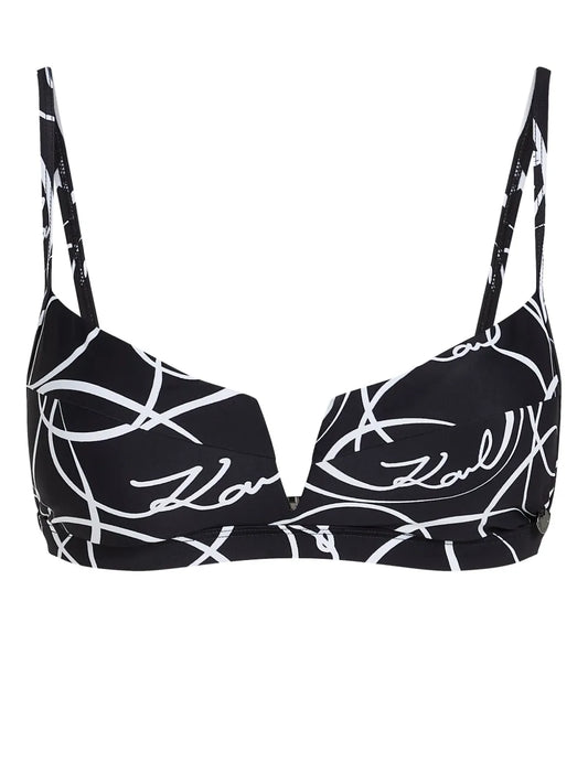 Circle-Print V-Wire Bikini Top