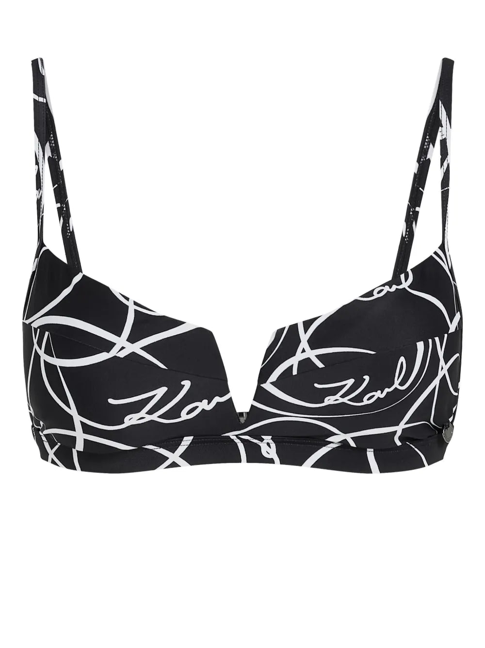 Circle-Print V-Wire Bikini Top