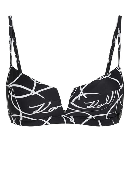 Circle-Print V-Wire Bikini Top
