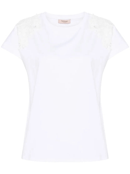 Floral-Appliqué Cotton T-Shirt