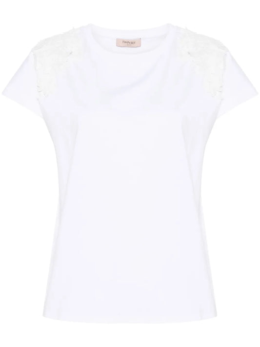 Floral-Appliqué Cotton T-Shirt