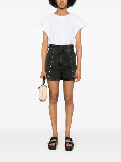 Floral-Appliqué Cotton T-Shirt