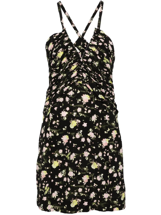 Floral-Print Ruched Minidress