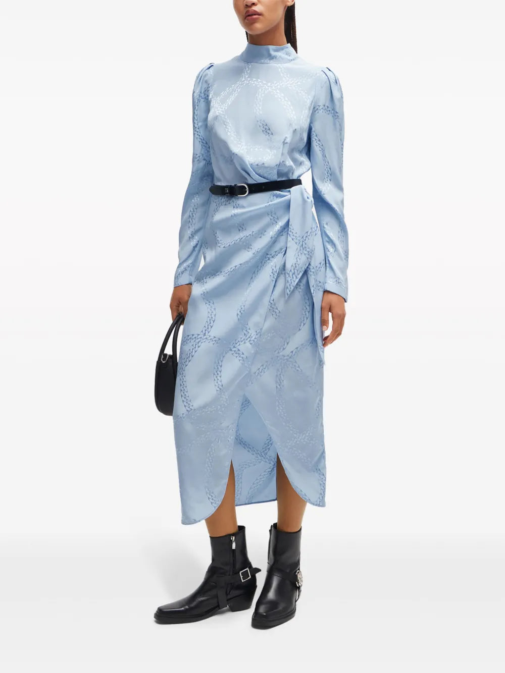 Chain-Print Draped Dress