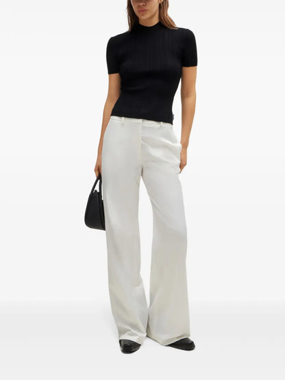 Mock-Neck Ribbed-Knit Top