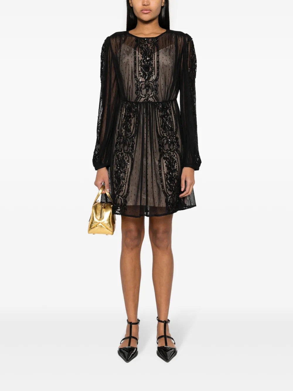 Floral-Lace Mini Dress