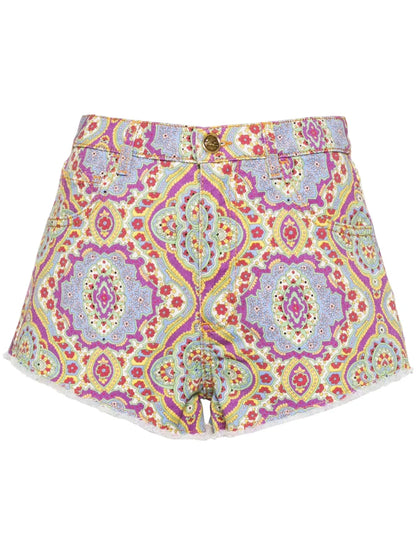 Floral-Print Denim Shorts