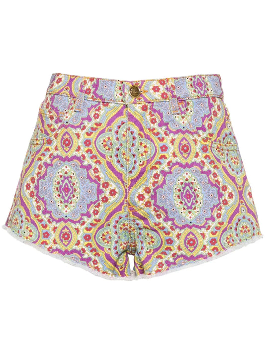 Floral-Print Denim Shorts