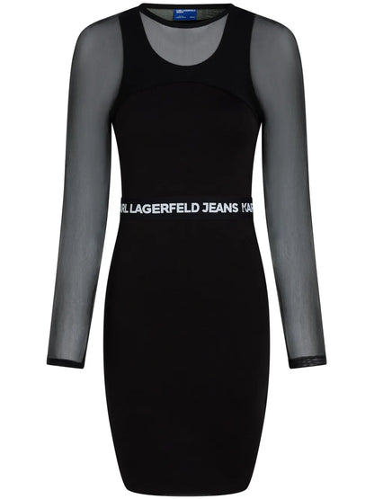 Logo Waistband Mesh Minidress