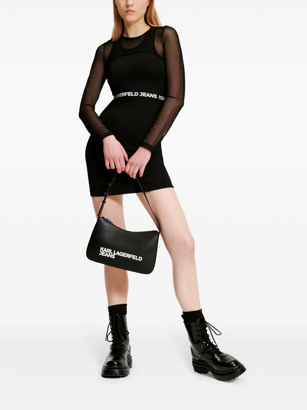 Logo Waistband Mesh Minidress