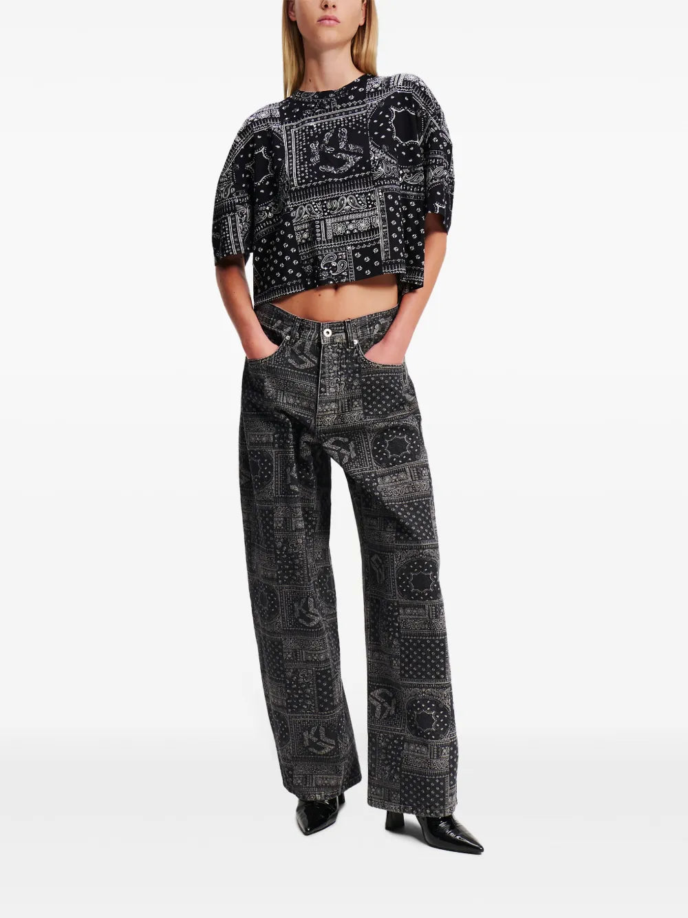 Patterned Cropped T-Shirt
