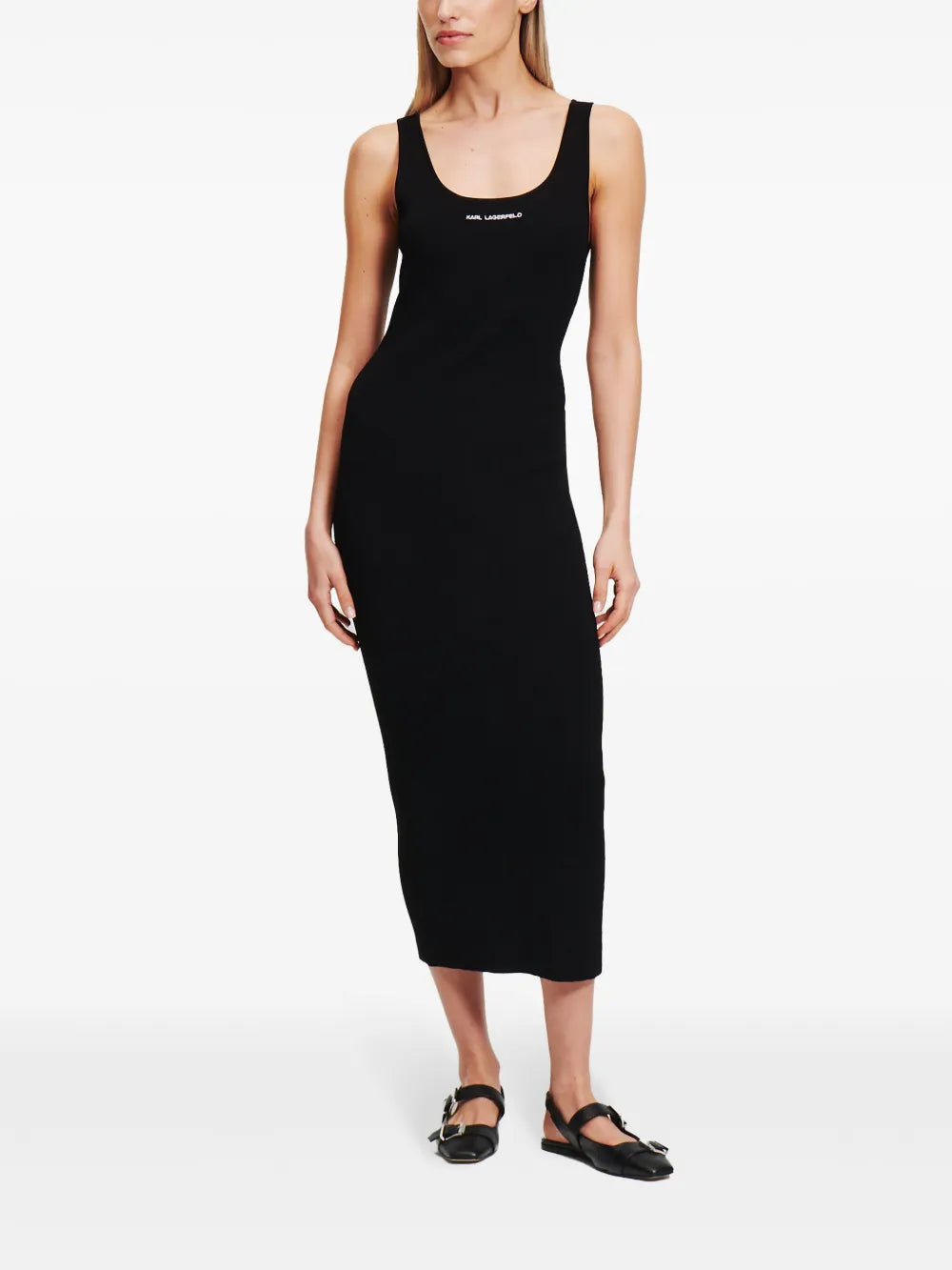 Ribbed-Knit Sleeveless Midi Dress