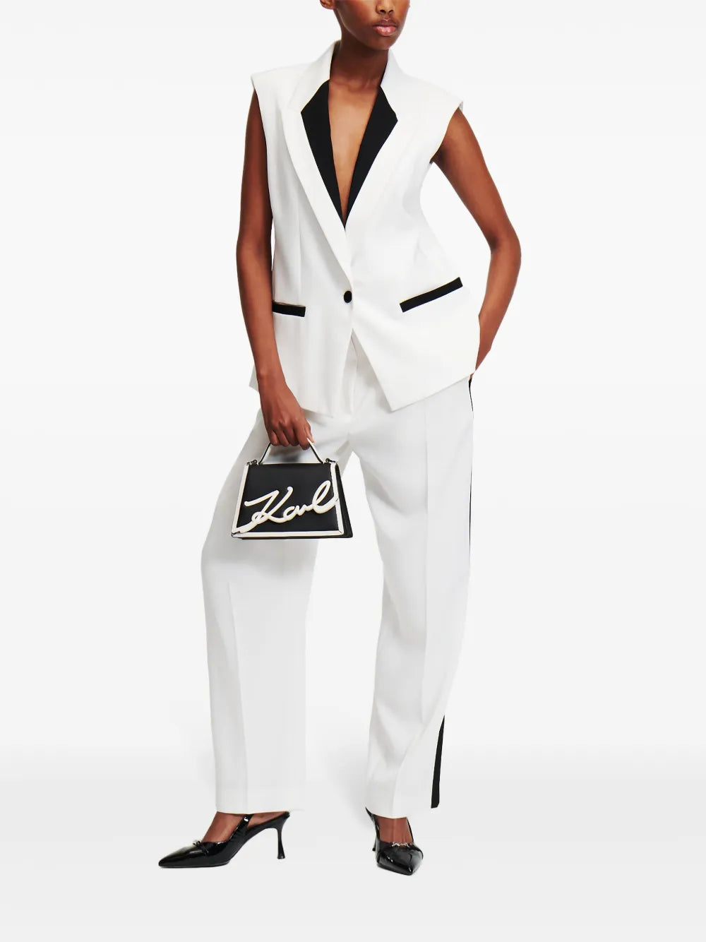 Contrast-Lapel Tailored Gilet