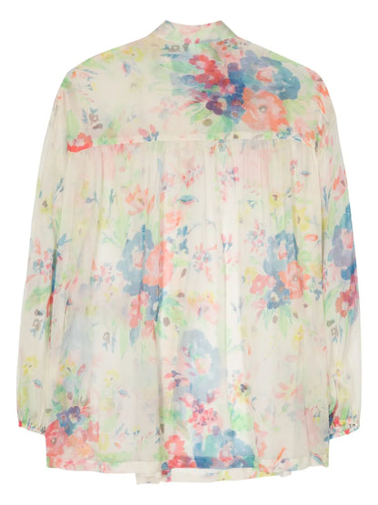 Floral-Print Crepon Shirt