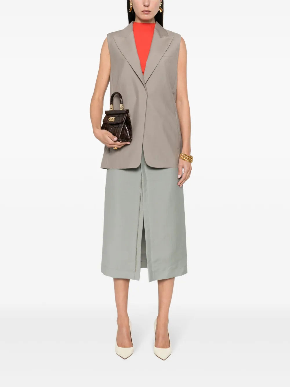 Embroidered-Logo Mohair-Wool Waistcoat
