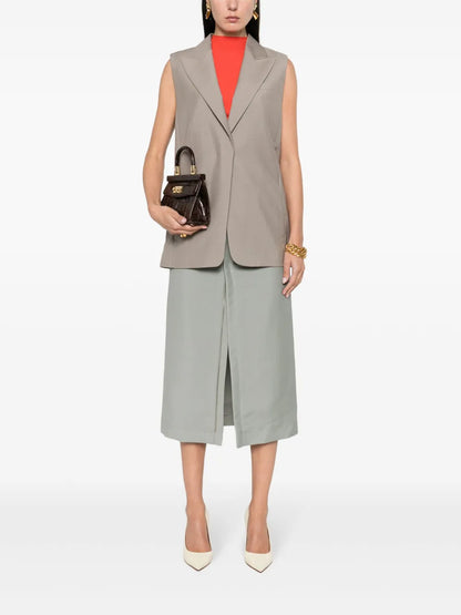 Embroidered-Logo Mohair-Wool Waistcoat