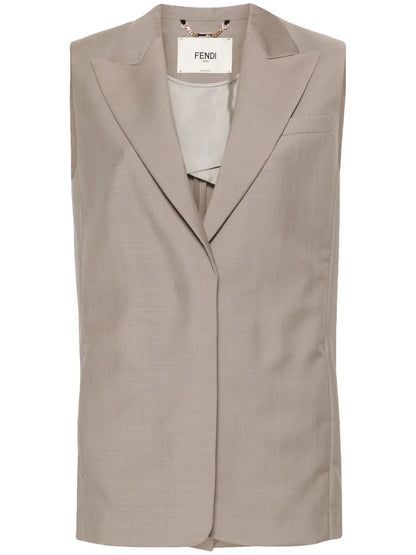 Embroidered-Logo Mohair-Wool Waistcoat