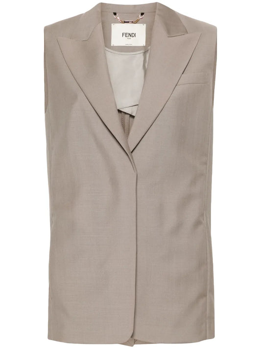 Embroidered-Logo Mohair-Wool Waistcoat