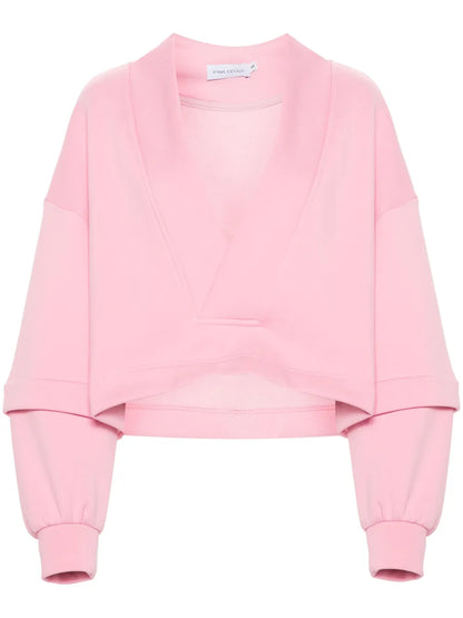 V-Neck Cotton-Blend Sweatshirt