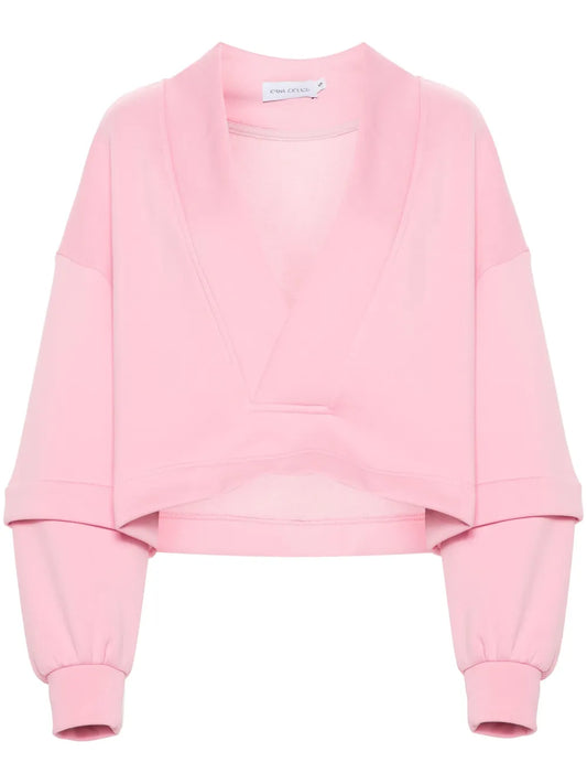 V-Neck Cotton-Blend Sweatshirt